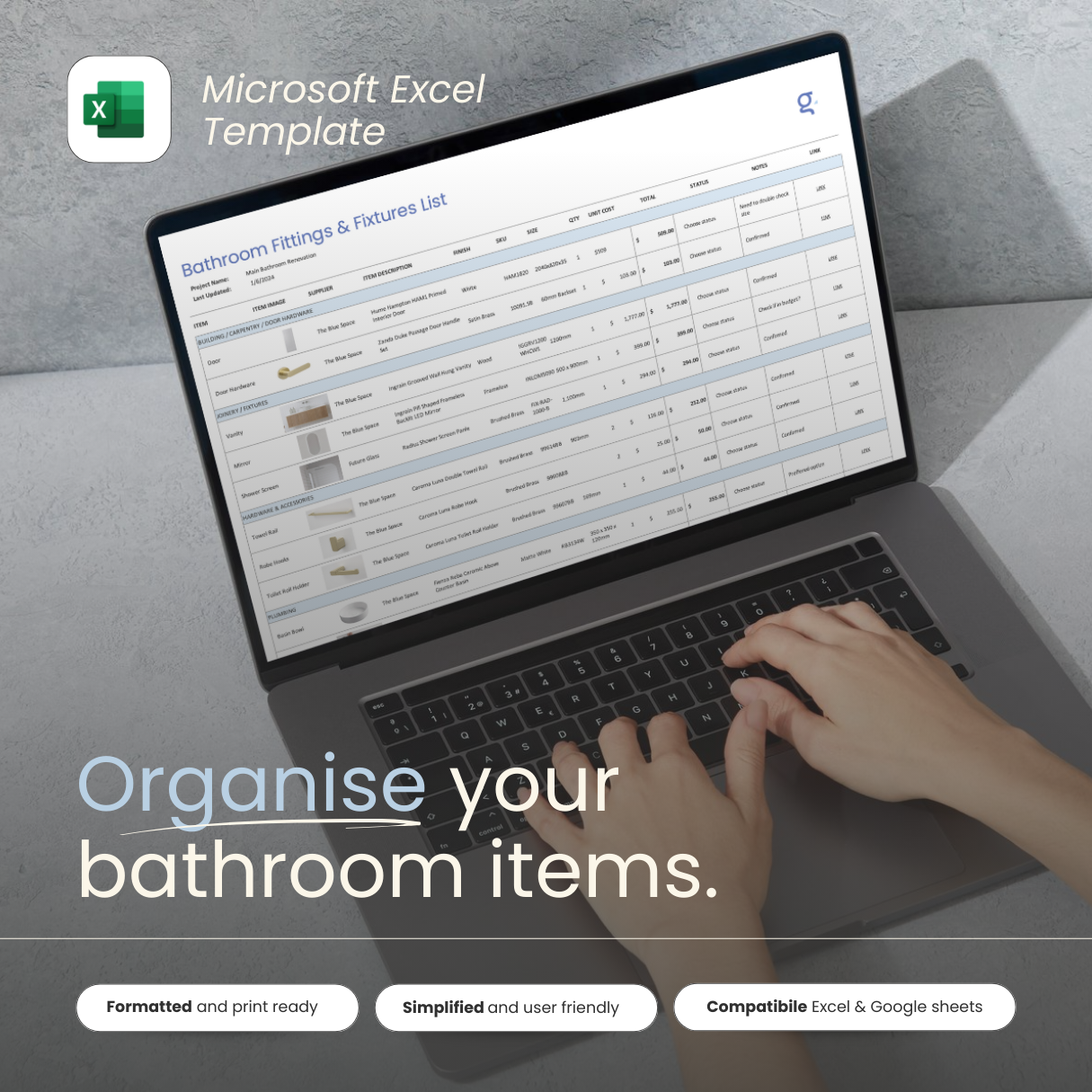 Bathroom Fixtures List Template (FF&E Schedule)